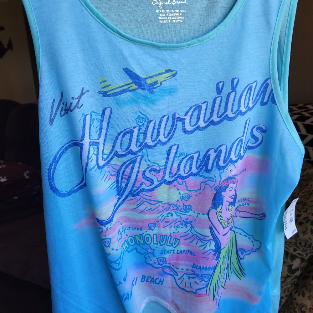 Aeropostale Hawaiian Islands Blue Tank